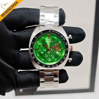 Gucci Interlocking Chronograph Steel Green Dial Swiss Watch