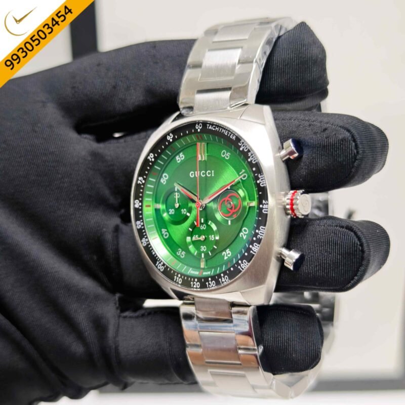 Gucci Interlocking Chronograph Steel Green Dial Swiss Watch - Image 2