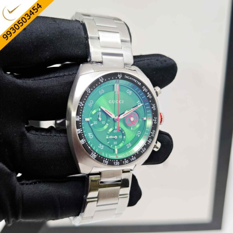 Gucci Interlocking Chronograph Steel Green Dial Swiss Watch - Image 3