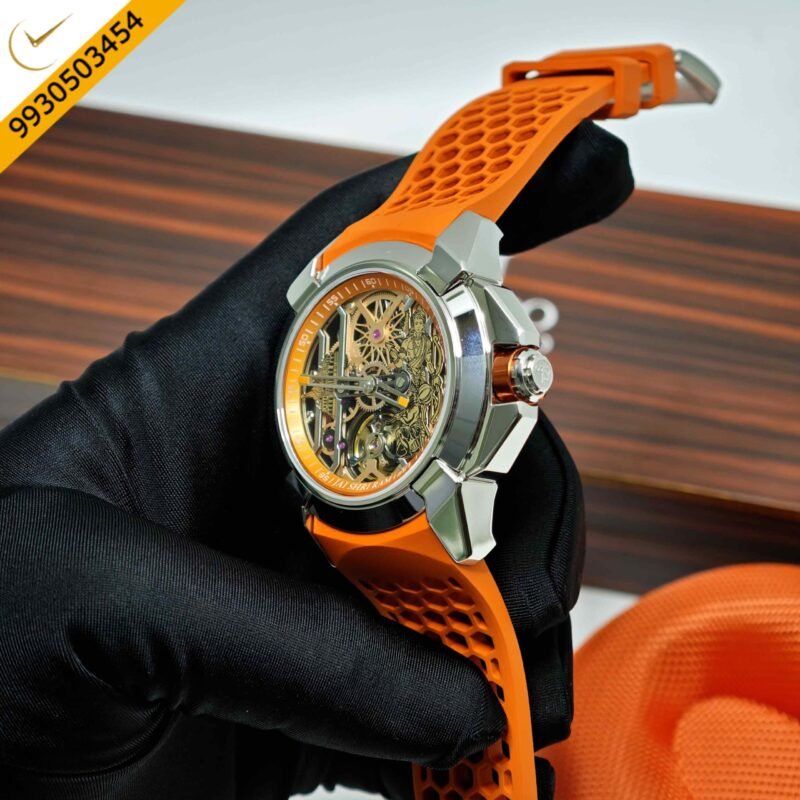 Jacob & Co Epic X Ram Janmabhoomi Titanium Edition Skeleton Dial Orange Rubber Strap Swiss Automatic Watch - Image 2