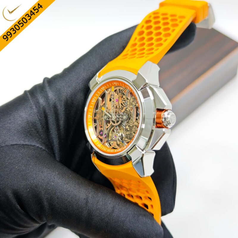 Jacob & Co Epic X Ram Janmabhoomi Titanium Edition Skeleton Dial Orange Rubber Strap Swiss Automatic Watch - Image 2
