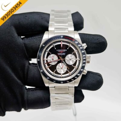 Longines Conquest Chronograph Steel Black Dial Swiss Quartz Watch