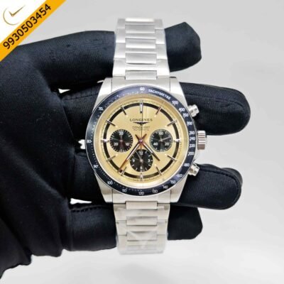 Longines Conquest Chronograph Steel Sunray brown Dial Swiss Quartz Watch