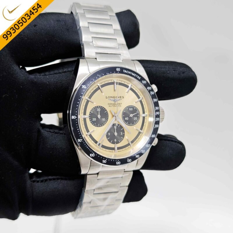 Longines Conquest Chronograph Steel Sunray brown Dial Swiss Automatc Watch - Image 3