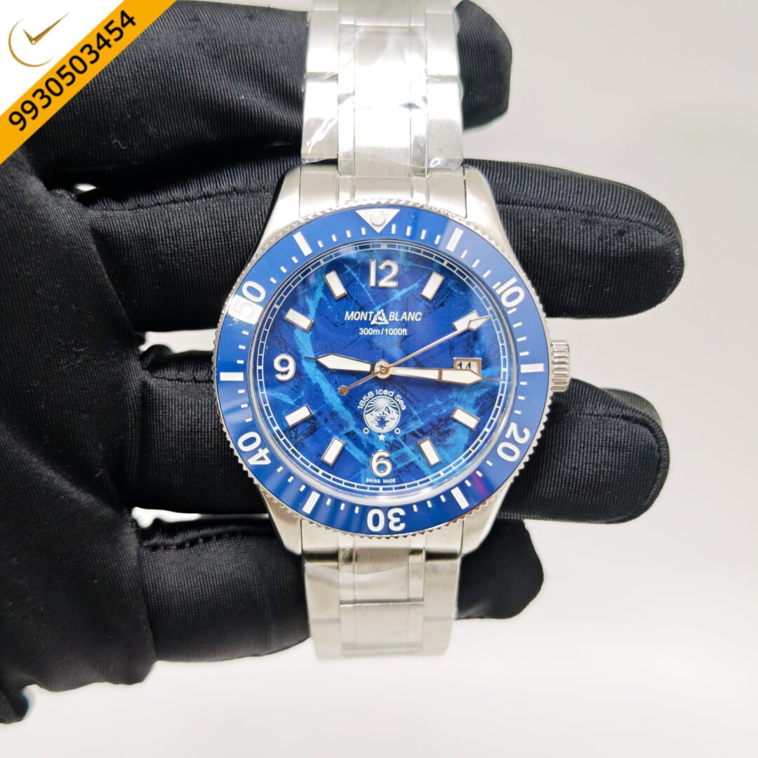 Montblanc 1858 Iced Sea Steel Blue Dial Swiss Automatic Watch