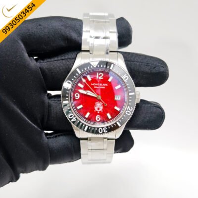 Montblanc 1858 Iced Sea Steel Red Dial Swiss Automatic Watch