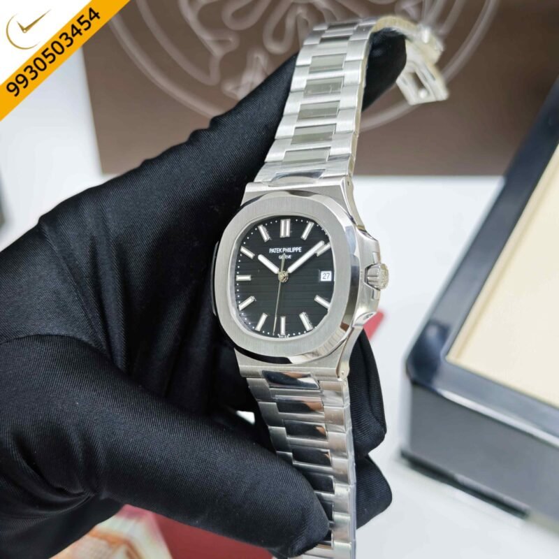 Patek Philippe Geneve Steel Black Dail Swiss Semi ETA Automatic Watch - Image 2