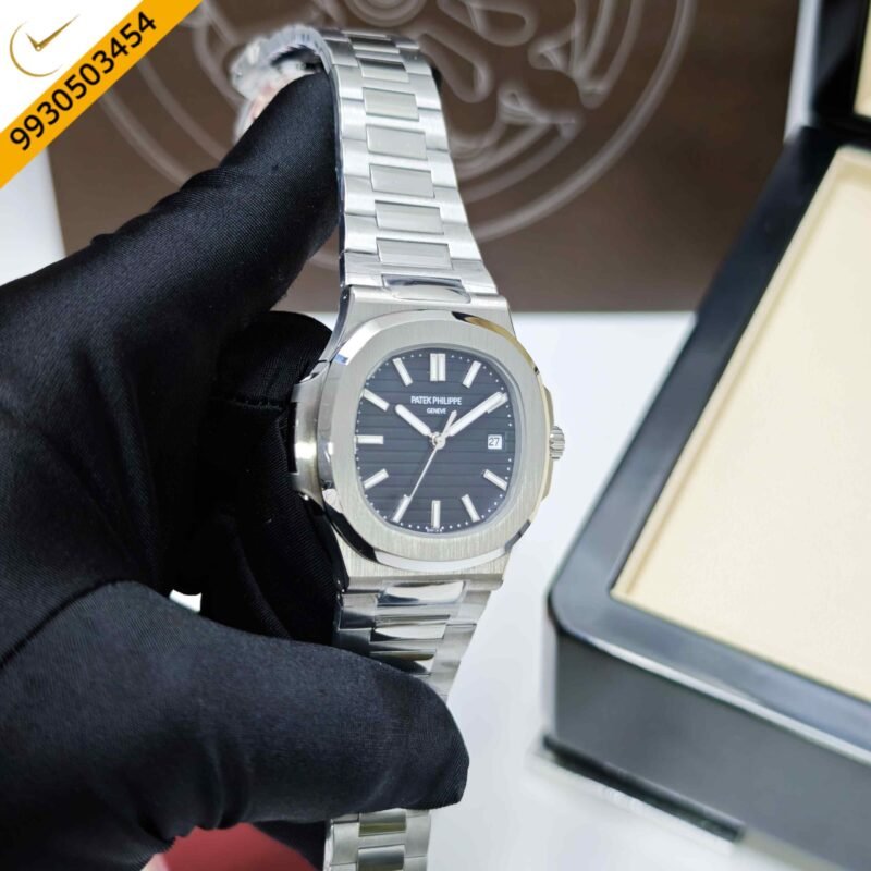 Patek Philippe Geneve Steel Black Dail Swiss Semi ETA Automatic Watch - Image 3