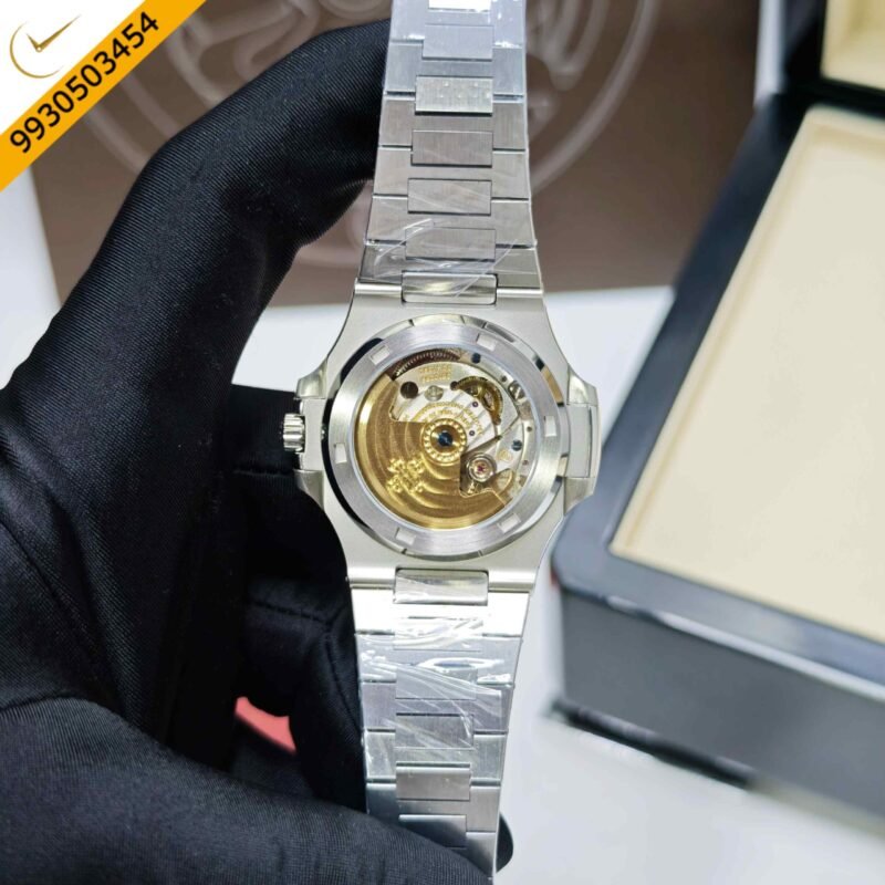 Patek Philippe Geneve Steel Black Dail Swiss Semi ETA Automatic Watch - Image 4