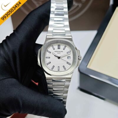 Patek Philippe Geneve Steel White Dail Swiss Semi ETA Automatic Watch