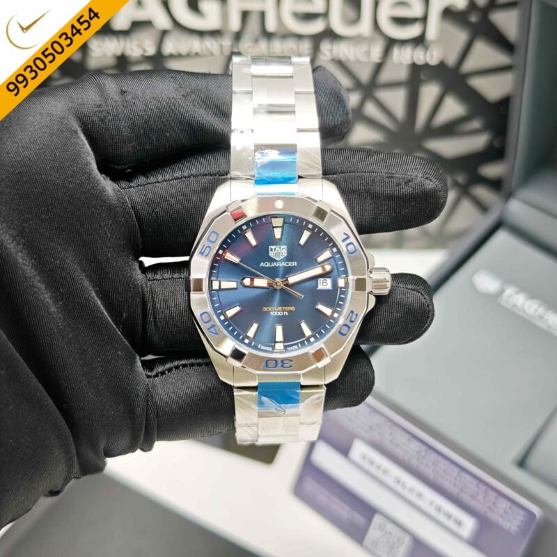 TAG Heuer Aquaracer 300M Stainless Steel Navy Blue Dial Store Quality Swiss Watch - Image 2