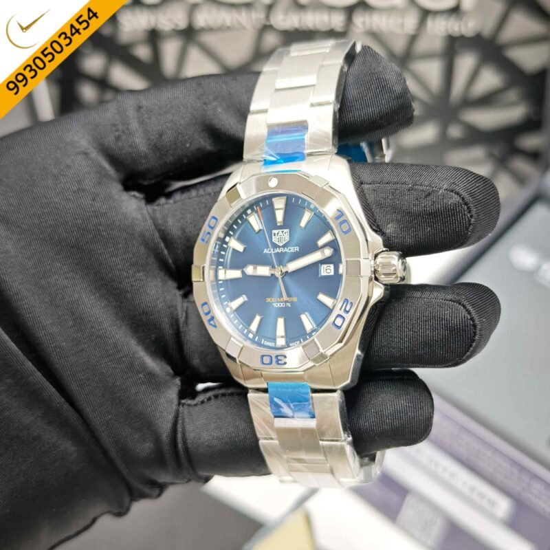 TAG Heuer Aquaracer 300M Stainless Steel Navy Blue Dial Store Quality Swiss Watch - Image 3