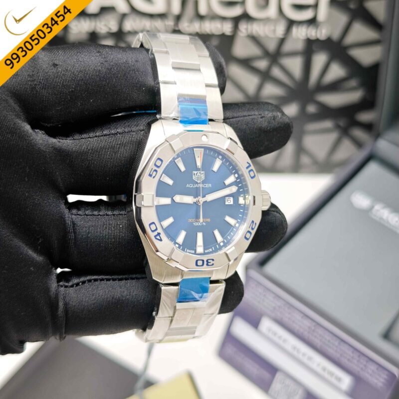 TAG Heuer Aquaracer 300M Stainless Steel Navy Blue Dial Store Quality Swiss Watch - Image 4