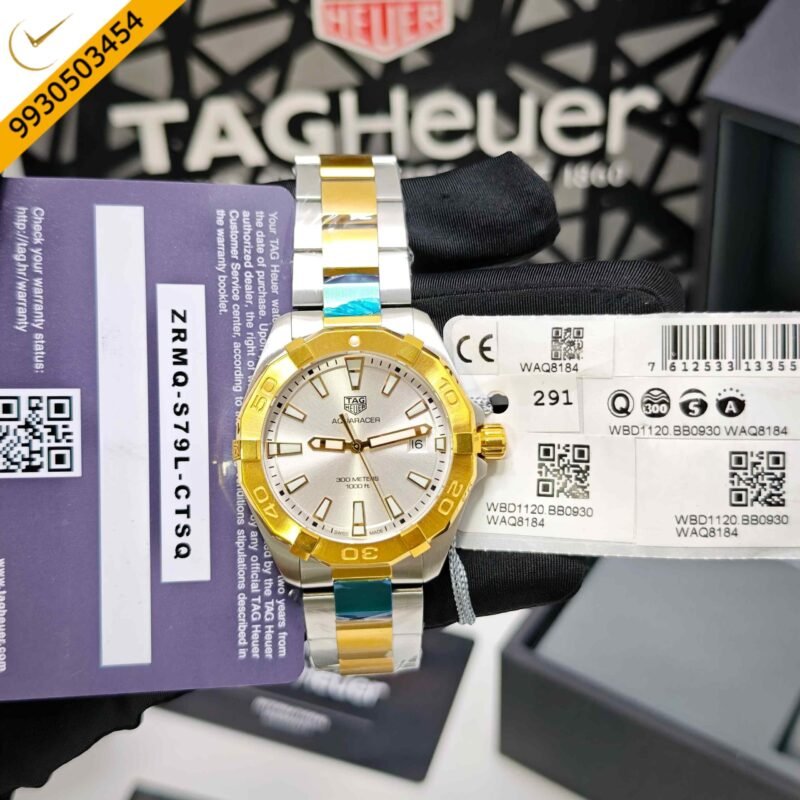 TAG Heuer Aquaracer Date Dual Tone Silver Dial Swiss Quartz Store Quality Watch