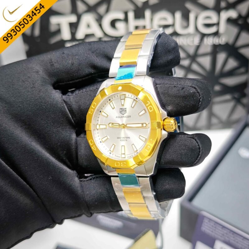 TAG Heuer Aquaracer Date Dual Tone Silver Dial Swiss Quartz Store Quality Watch - Image 3