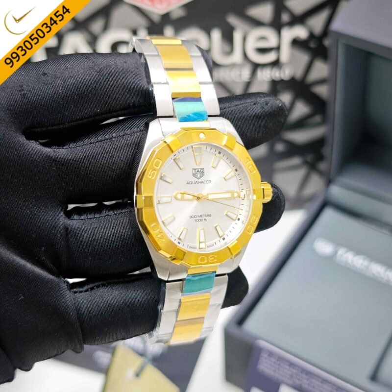 TAG Heuer Aquaracer Date Dual Tone Silver Dial Swiss Quartz Store Quality Watch - Image 4
