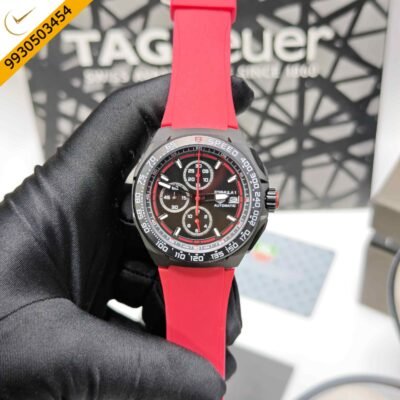 TAG Heuer Formula 1 Chronograph Titanium Black Dial Red Rubber Strap Swiss Automatic Watch