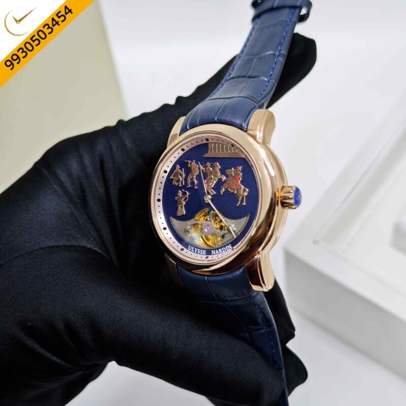 Ulysse Nardin Alexander Great Minute Repeater Westminster Tourbillon Jaq Rose Gold Blue Dial Swiss Automatic Watch - Image 2