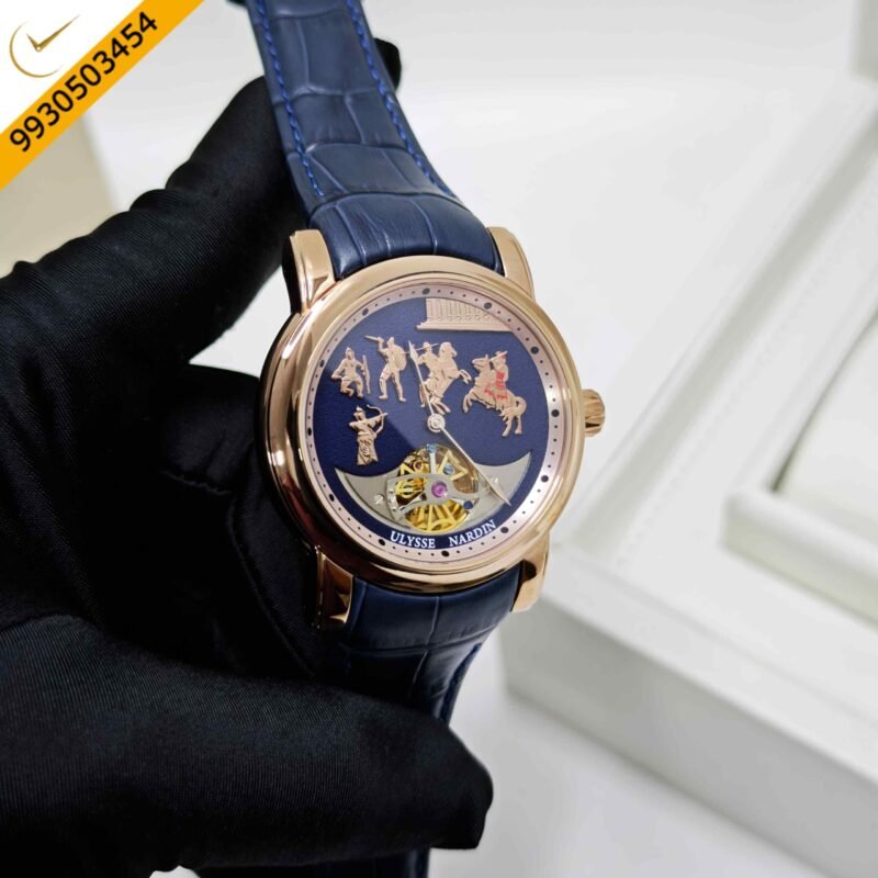 Ulysse Nardin Alexander Great Minute Repeater Westminster Tourbillon Jaq Rose Gold Blue Dial Swiss Automatic Watch - Image 3