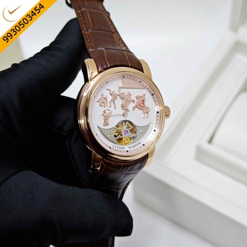 Ulysse Nardin Alexander Great Minute Repeater Westminster Tourbillon Jaq Rose Gold White Dial Swiss Automatic Watch - Image 3