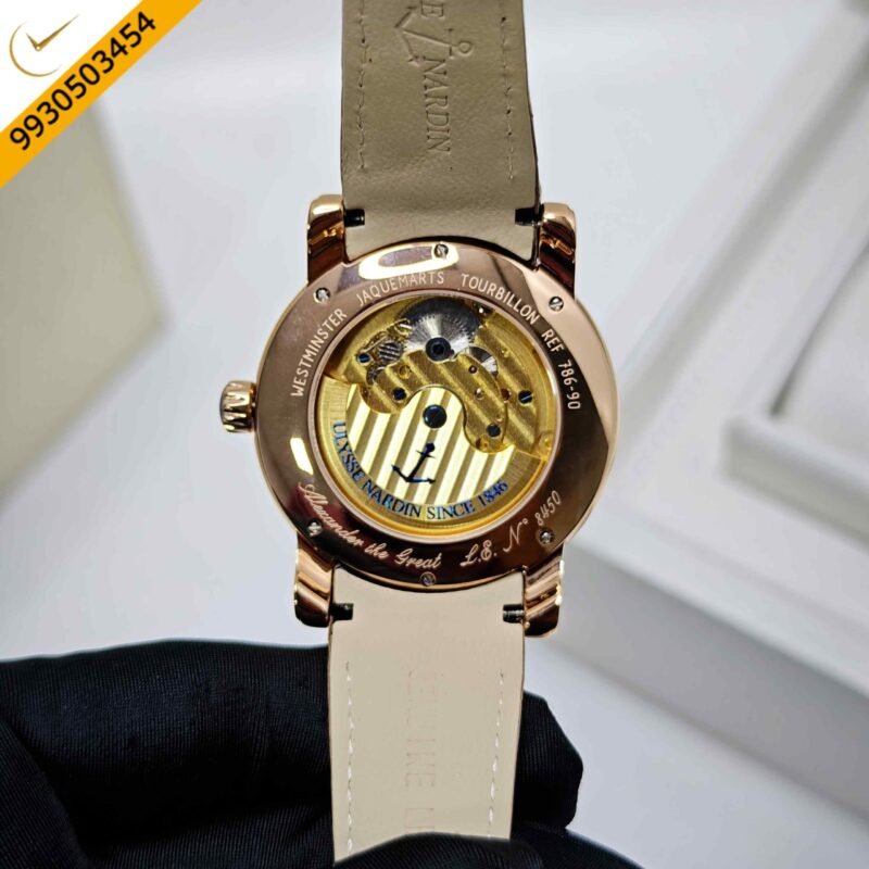 Ulysse Nardin Alexander Great Minute Repeater Westminster Tourbillon Jaq Rose Gold White Dial Swiss Automatic Watch - Image 4
