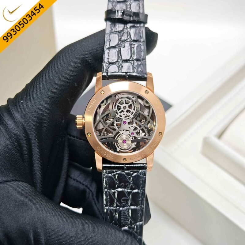 Audemars Piguet Code 11.59 Tourbillon Openheart Rose Gold Skeleton Blue Dial Leather Strap Swiss Semi ETA Automatic Watch - Image 4