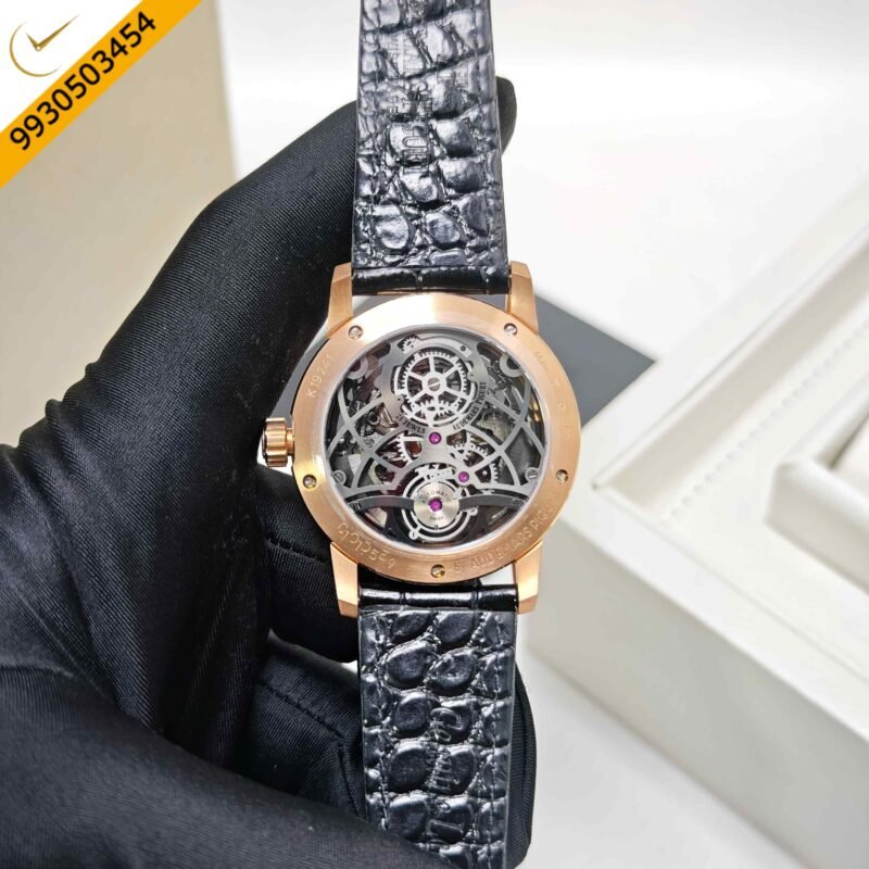 Audemars Piguet Code 11.59 Tourbillon Openheart Rose Gold Skeleton White Dial Leather Strap Swiss Semi ETA Automatic Watch - Image 4