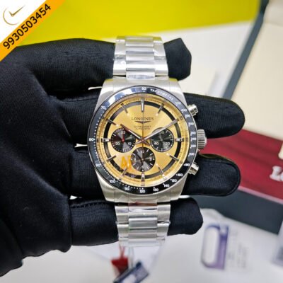 Longines Conquest Chronograph Steel Sunray brown Dial Swiss ETA Automatic Watch