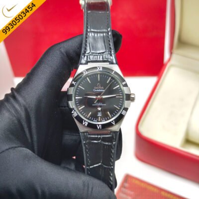 Omega Constellation Co-Axial Master Chronometer Steel Black Dial Black Leather Swiss Automatic Watch