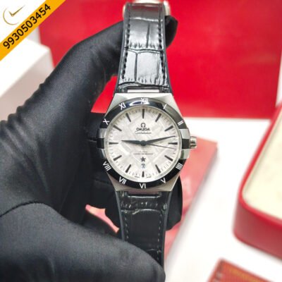 Omega Constellation Co-Axial Master Chronometer Steel Meteorite White dial Black Leather Swiss Automatic Watch