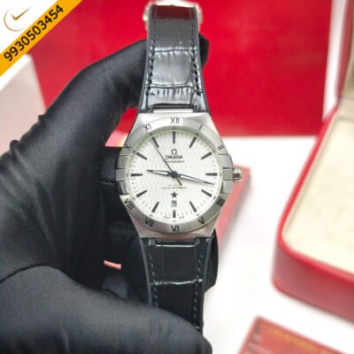 Omega Constellation Co-Axial Master Chronometer Steel White Dial Black Leather Swiss Automatic Watch