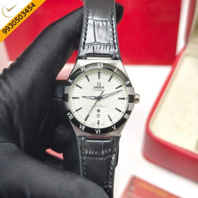 Omega Constellation Co-Axial Master Chronometer Steel White Dial Black Leather Swiss Automatic Watch