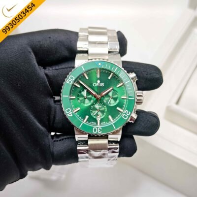 Oris Aquis Chronograph Steel Green Dial Steel Strap Swiss Watch