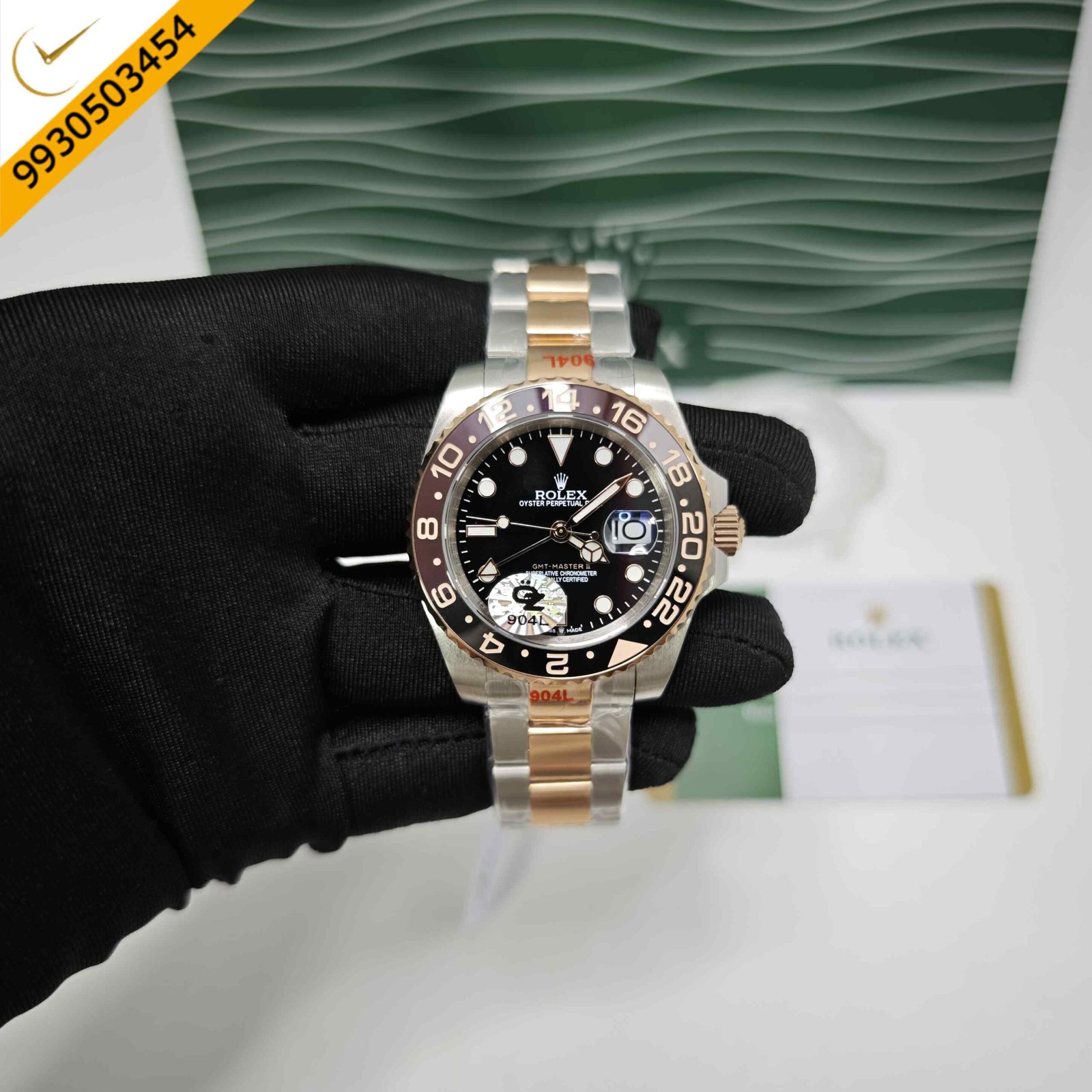 ROLEX GMT-MASTER II Dual Tone Gold Rootbeer Semi ETA Swiss Automatic Watch