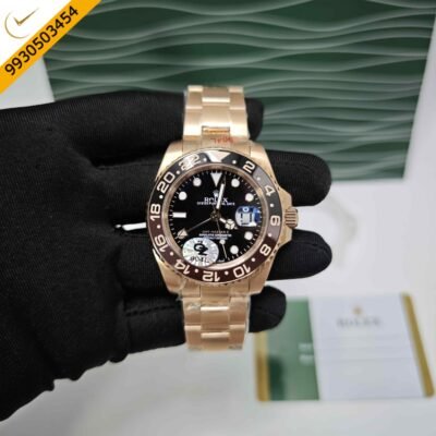 ROLEX GMT-MASTER II Full Rose Gold Rootbeer Semi ETA Swiss Automatic Watch