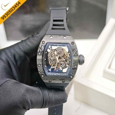 Richard Mille RM 055 Bubba Watson Ceramic Black Skeleon Dial Black Rubber Strap Swiss Automatic Watch