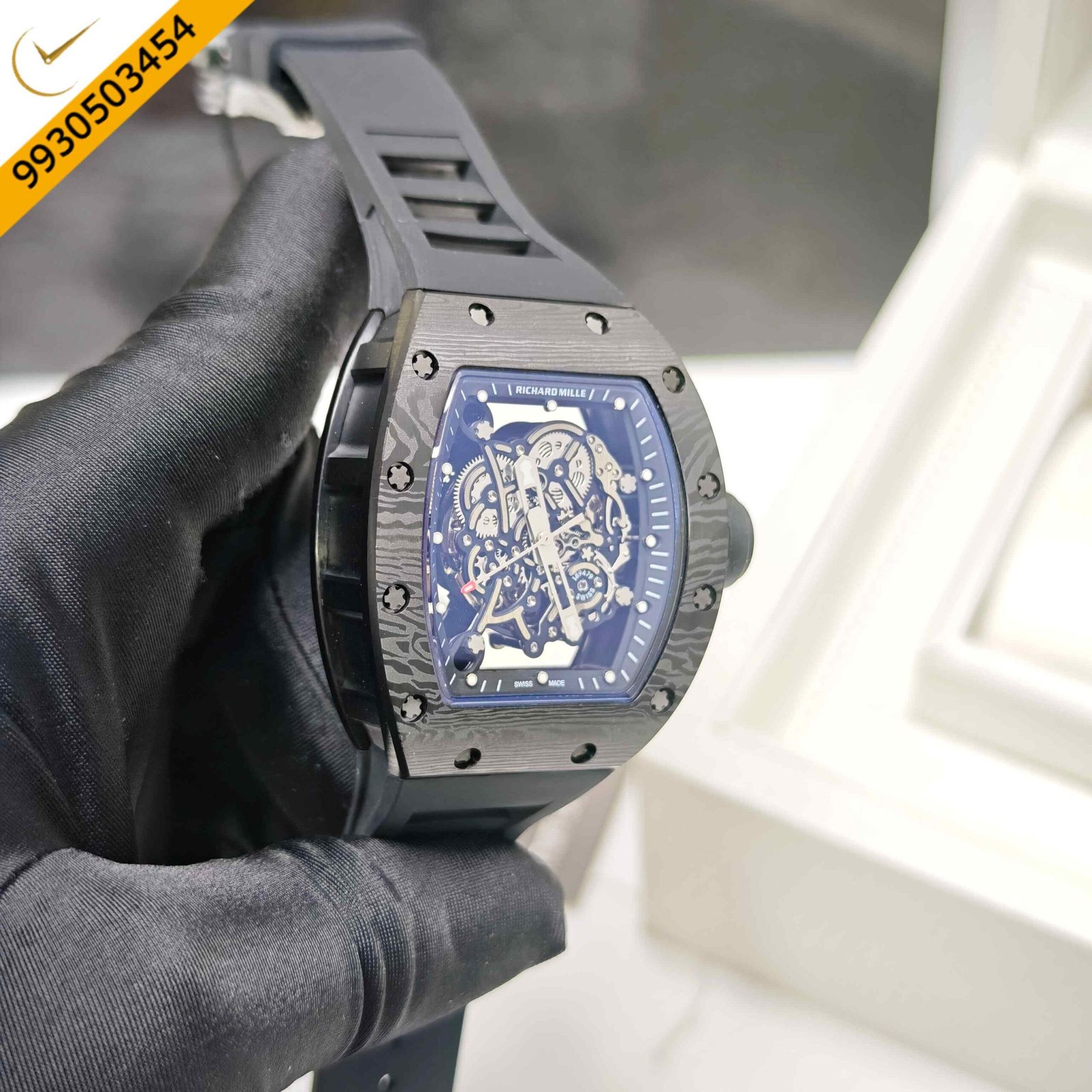 Richard Mille RM 055 Bubba Watson Ceramic Black Skeleon Dial Black Rubber Strap Swiss Automatic Watch - Image 3