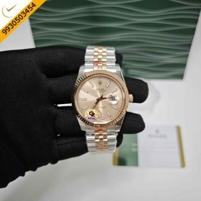 Rolex Date-just Rose Gold Dial Dual Tone Semi ETA Swiss Automatic Watch