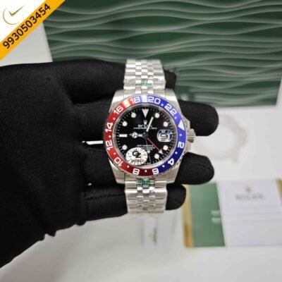 Rolex GMT Master II Pepsi Edition Steel Black Dial Semi ETA Swiss Automatic Watch