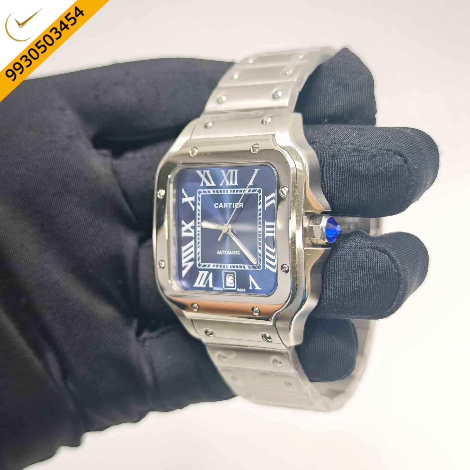 Cartier Santos De Silver Blue Dial Swiss Automatic Watch - Image 2