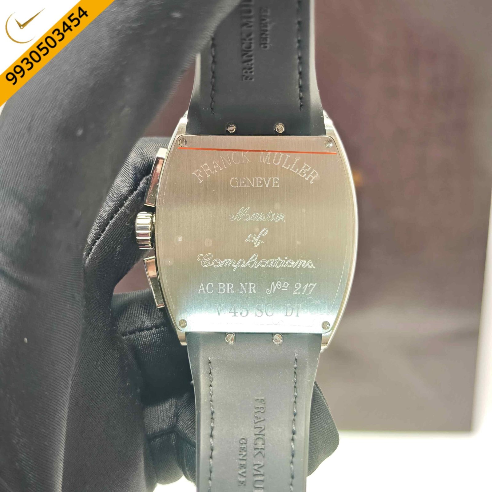 Franck Muller VANGAURD Chronograph Steel Black Dial Black Leather Strap Swiss Watch - Image 4