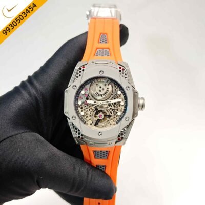 Hublot Limited Edition Big Bang Tourbillon Samuel Ross Steel Orange Rubber Strap Swiss Automatic Watch