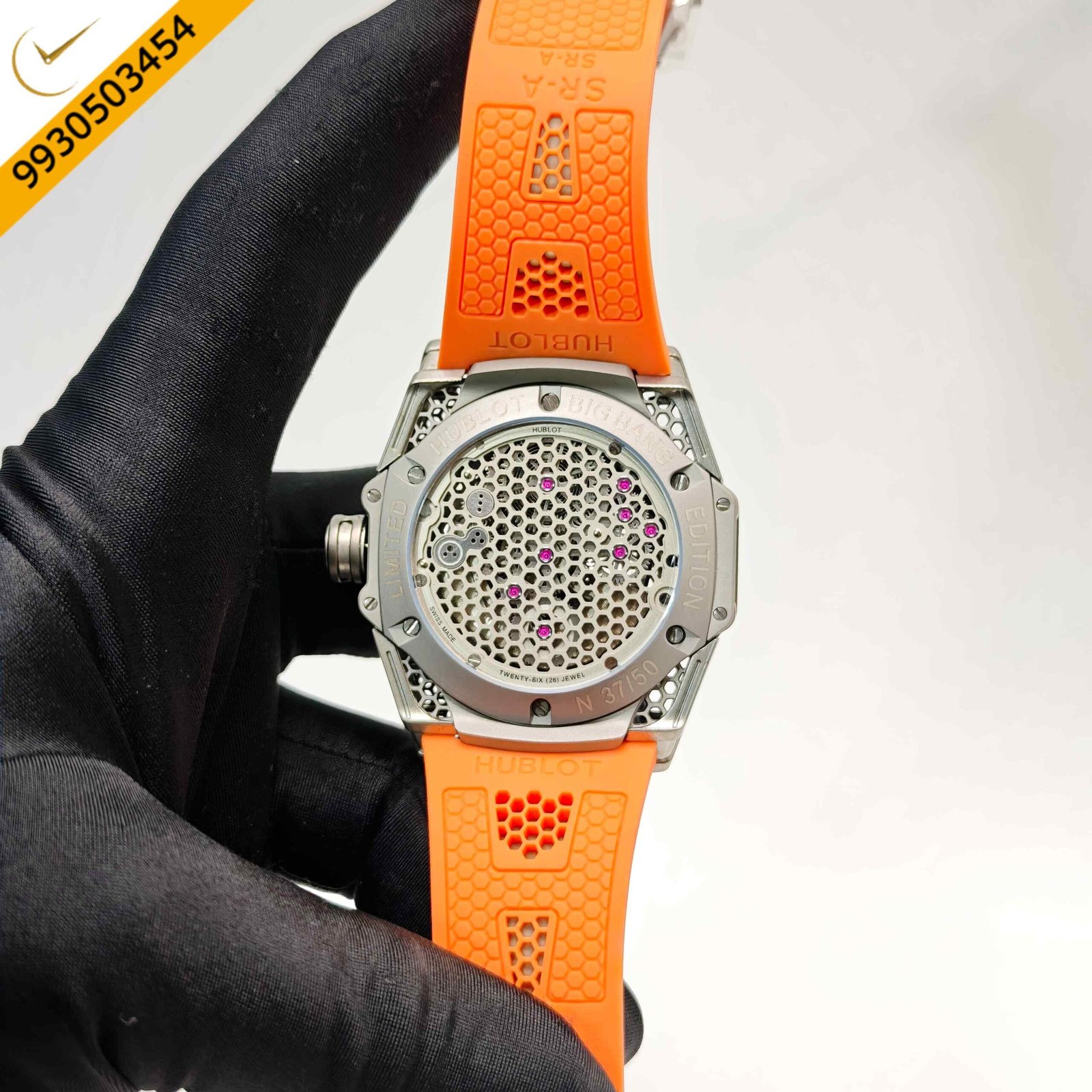 Hublot Limited Edition Big Bang Tourbillon Samuel Ross Steel Orange Rubber Strap Swiss Automatic Watch - Image 4