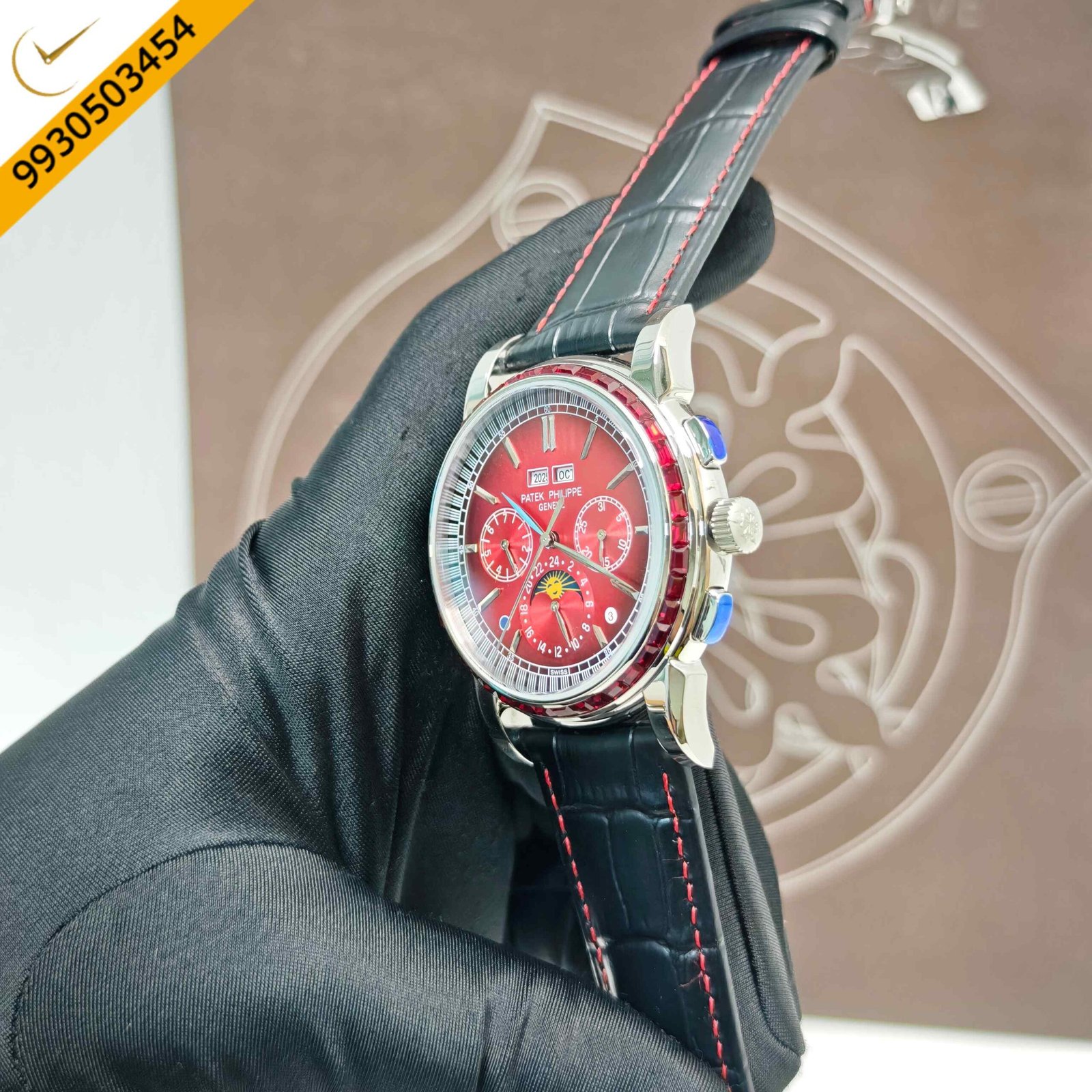 Patek Philippe Perpetual Calendar Grand Complications Red Dial Swiss Automatic Watch - Image 2