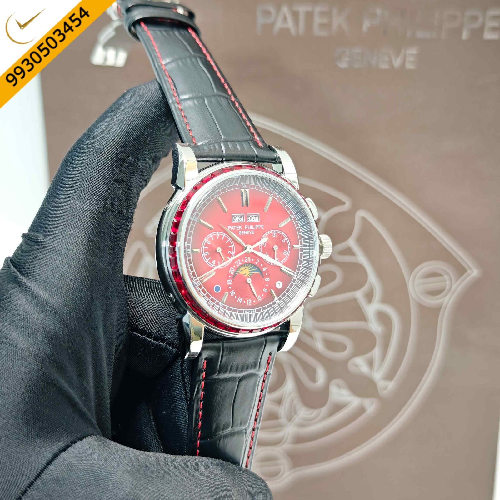 Patek Philippe Perpetual Calendar Grand Complications Red Dial Swiss Automatic Watch - Image 3