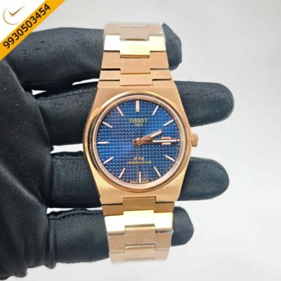 Tissot PRX Powermatic 80 Rose Gold Blue Texture Dial Swiss Automatic Watch