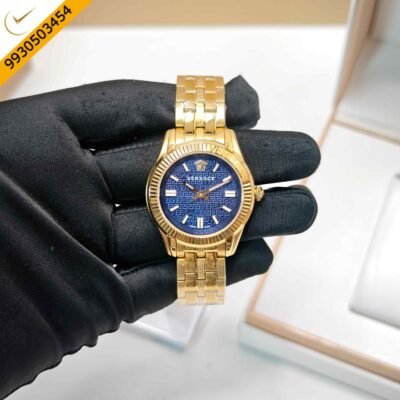 Versace Greca Golden Blue Dial Swiss Watch