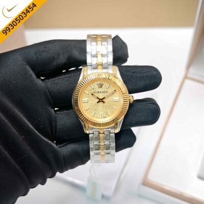 Versace Greca Golden Golden Dial Dual Tone Swiss Watch