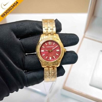 Versace Greca Golden Red Dial Swiss Watch