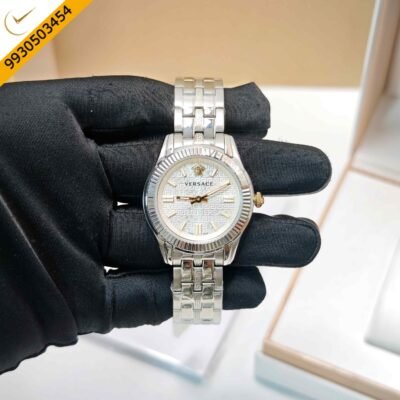 Versace Greca Staal White Dial Swiss Watch